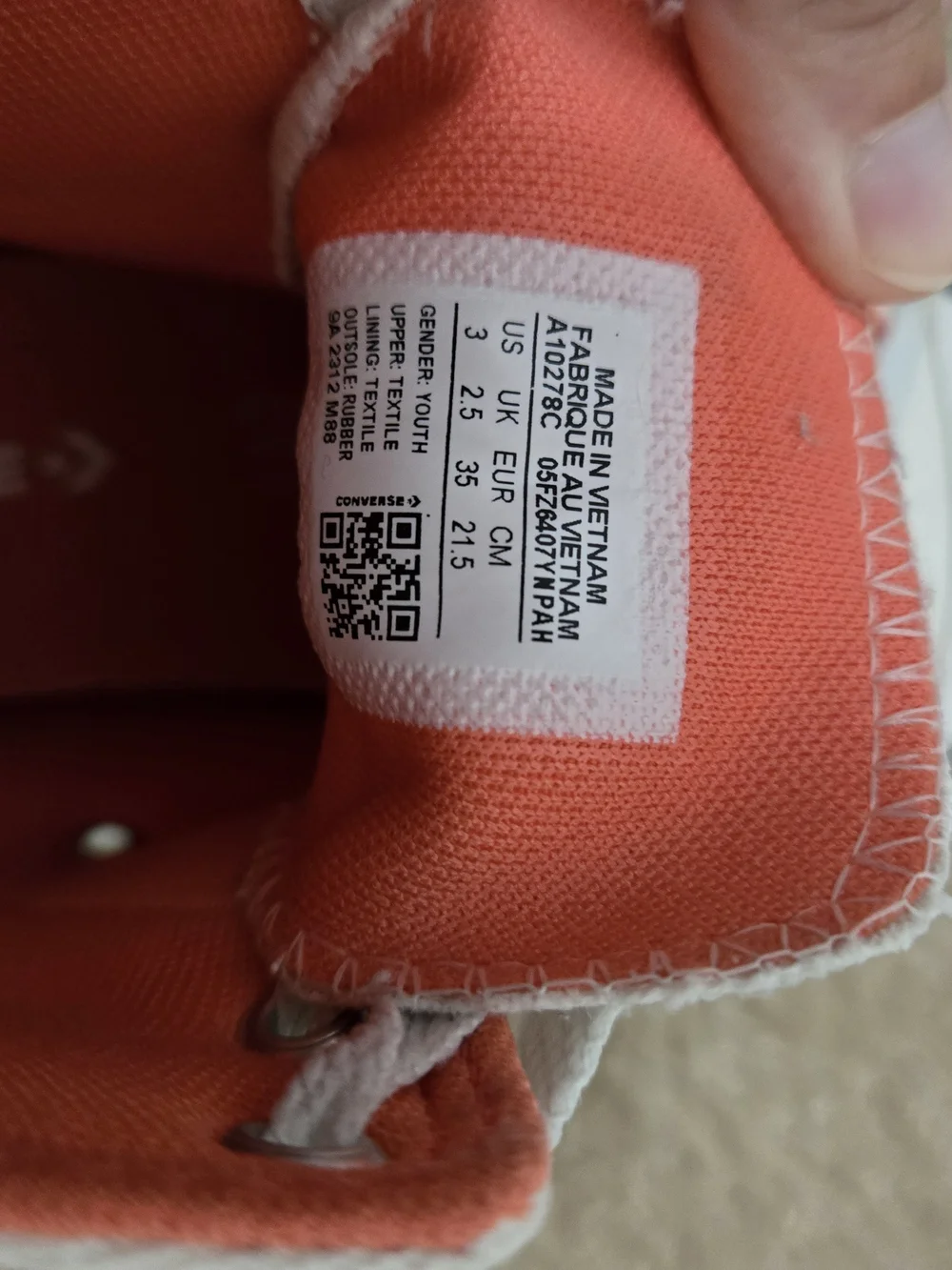 Converse Cream High-Top Sneakers with Coral Accents